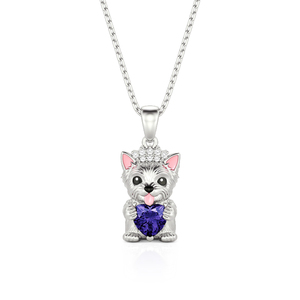Collier personnalisé Jeulia Petland pour Yorkshire Terrier avec pierre de naissance en forme de cœur - Product Image 4