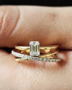 IGI certifié 10/14/18K or Solitaire personnalisé carat taille émeraude laboratoire cultivé diamant bague d'anniversaire cadeau pour femme - Product Image 2