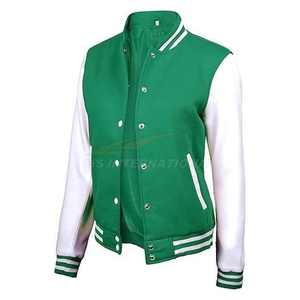 Elegante mujer recortada bombardero Varsity chaqueta Premium Letterman béisbol lana cuero chaquetas OEM marca fábrica al por mayor - Product Image 3