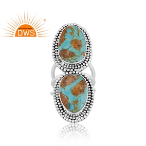 Vente chaude oxydé en argent Sterling naturel Kingman Turquoise pierre précieuse bague de déclaration bijoux personnalisés pour les femmes cadeau pour elle - Product Image 2