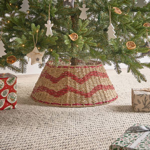 Falda para Árbol de Navidad de Pasto Marino en Zigzag Elegante, Collar para Árbol de Mimbre Tejido a Mano, Fabricación OEM ODM, Venta al por Mayor, Hecho a Mano en Vietnam - Product Image 2