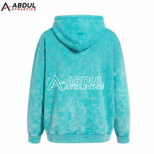 Sweat-shirts pour hommes à l'aspect vintage, lavage à l'acide, avec strass, style streetwear, sweat-shirts à paillettes - Product Image 2