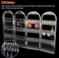 Organisateur de boucles d'oreilles pliable multifonctionnel Unique, peu encombrant, dans un magnifique présentoir à bijoux avec 240 trous pré-perforés