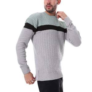 เสื้อสเวตเตอร์คอกลมระบายอากาศได้ดีเสื้อสเวตเตอร์แบบสวมหัวถักสำหรับผู้ชายเสื้อสเวตเตอร์ผ้าวูลลายทางผ้าคอตตอนมีทุกขนาด - Product Image 2