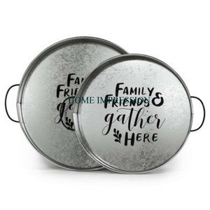 Bandeja de servicio de metal galvanizado grande y duradera con asas laterales, ideal para necesidades de servicio en interiores y exteriores y bandeja chapada en decoración - Product Image 1