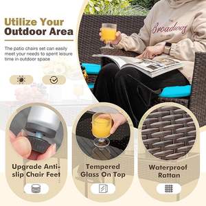 Homall <b>Outdoor</b> PE Rattan Patio Furniture Sofa Set 4 Pieces - Product Image 4