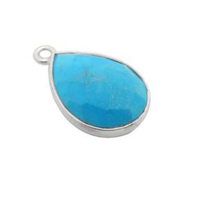 Bisel turquesa colgante forma de pera piedra preciosa facetada encanto piedra natal regalo joyería colgante hecho a mano joyería - Product Image 5