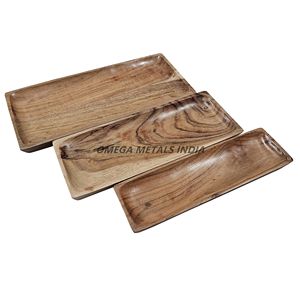 Plateau en bois d'acacia fait main New Look avec motif à carreaux classique et bords lisses pour la cuisine moderne et la salle à manger - Product Image 4