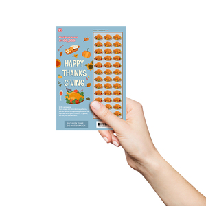 Tickets <span class=keywords><strong>de</strong></span> loterie à thème <span class=keywords><strong>de</strong></span> Thanksgiving Code unique Conception gratuite Impression couleur Loterie Cartes <span class=keywords><strong>de</strong></span> jeu personnalisées Loterie à gratter - Product Image 3