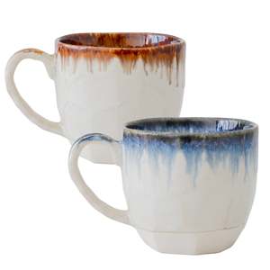 Drip Blue & Brown Ceramic <b>Cup</b> <b>Set</b> - Product Image 1