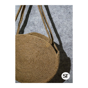 Sac fourre-tout en jute tissé à la main, écologique, en fibre naturelle, durable, élégant, réutilisable, pour le shopping et le rangement - Product Image 5