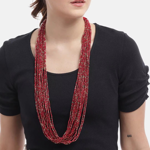 Collar con colgante de medallón con cuentas de semilla de cristal chapado en oro Unisex hecho a mano, diseño geométrico personalizado para bodas, aniversarios, regalo - Product Image 1