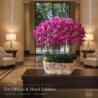 Anggrek Phalaenopsis Buatan yang Dapat Disesuaikan 85cm, Bunga Plastik Tiruan Realistis Buatan Tangan dalam Pot untuk Dekorasi Rumah, Kantor, Hotel