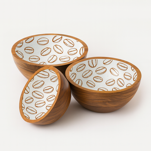 Rustic wooden salad <b>bowls</b> with coffee bean interior design serving <b>bowls</b> perfect for dates fruit nuts handmade <b>mixing</b> <b>bowls</b> <b>set</b> - Product Image 4