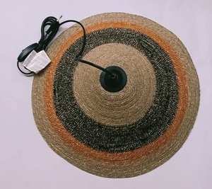 Cubiertas de luz interior Bohemias de lujo modernas, pantalla de lámpara recubierta de polvo de algas marinas de ratán tejido Natural hecho a mano ecológico - Product Image 6