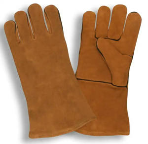 Protección de protección personal de cuero de vaca rojo de cuero dividido resistente proporciona resistencia a la abrasión guantes de soldadura de agarre mejorado - Product Image 5