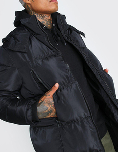 Custom Front New Fashion <b>Men's</b> Regular Style Bubble Puffer <b>Jacket</b> Waterproof Cotton <b>Filled</b> Hooded Winter Warm High Street Style - Product Image 2