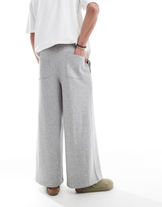 Pantalones acampanados de gran tamaño para hombre, pantalones lavados personalizados de color gris jaspeado con cuerda en el interior y bolsillo en la espalda, pantalones de chándal para hombre - Product Image 6