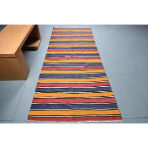 พรมขนแกะสไตล์ตุรกีวินเทจพรมปูพื้นขนาดใหญ่สีแดงสีน้ำเงิน (36x86ฟุต) ทรงสี่เหลี่ยมผืนผ้าใหญ่สำหรับห้องนอนยางข้างเตียงขนาด10มม. - Product Image 1