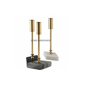Candelabros de decoración de mesa pulida de oro y Metal con Base de mármol, candelabros altos hechos a mano de calidad superior con nuevo patrón de aspecto - Product Image 1