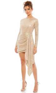 Vestido de noche hasta la rodilla con cuello redondo y adorno en cascada Estilo de fiesta informal para la noche Get Together Straight Silhouette - Product Image 4