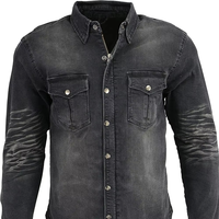 Erkekler İçin Vintage Mavi Kot Gömlek Günlük Slim Fit Nefes Alabilen Şehir Giysisi Toptan Dayanıklı Dikiş Özel Etiket