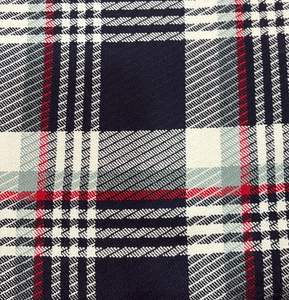 Tissu tissé en laine de cotone 100% acrylique, 300 g/m², bleu et blanc avec des motifs tendance rouges pour les vestes - Product Image 1