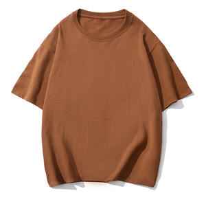 T-shirt en coton pur de 230 g, à col ample, surdimensionné, uni, avec logo personnalisé brodé, imprimé, pour homme - Product Image 5