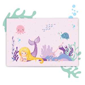 Tapis de bureau sous-marin et sirène de style dessin animé - Product Image 1