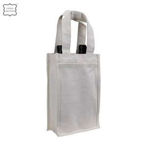 Bolsa de botella de algodón pesado de alta calidad con colores sólidos, bolsa de vino de la mejor calidad para compras y regalos, logotipo personalizable - Product Image 3
