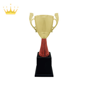 Elegant Short Sports Trophy <b>Cup</b> Wreath Kpop Style Eco-Friendly Custom Design Gold <b>Red</b> Plastic Crafts Award Souvenir - Product Image 1