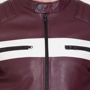 Veste en cuir pour hommes personnalisée de haute qualité support en toile grande taille confortable chaud hiver extérieur moto imperméable coupe-vent - Product Image 6