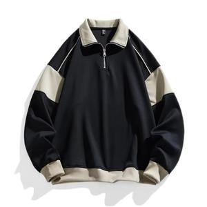 เสื้อมีฮู้ดแบบซิปครึ่งยูนิเซ็กส์สำหรับผู้ชายปกตั้งทรงหลวมไหล่แบบออกแบบได้ตามต้องการ - Product Image 5