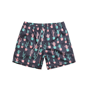 กางเกงว่ายน้ำขาสั้นผ้าฝ้าย100% สำหรับผู้ชายกางเกงว่ายน้ำเล่นเซิร์ฟกางเกง3D ลายพื้นแบบผูกเชือกปิดลำลองสไตล์เรียบง่ายย้อมร้อน - Product Image 2