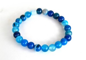 Wholesale Blue Banded Agate 8mm Round Beaded <b>Bracelet</b> Natural Healing Stone for Jewelry Fashion Meditation At Best Price - Product Image 2