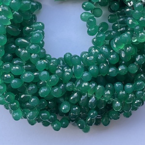4mm 6mm 8mm 10mm pierre d'onyx vert naturel Briolette larme gouttes perles facettées vente en gros String Shop en ligne bijoux fournisseur - Product Image 2