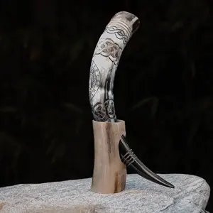 Conception personnalisée Buffle Viking Corne à boire Tasse Stand Poli Nautique Animal Style Naturel Artisanat pour Souvenir Bar Villa - Product Image 3
