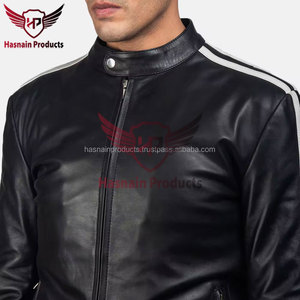 Chaqueta de motorista de cuero genuino negro personalizable de alta calidad para hombres invierno moda interior calidez OEM tela de moda al aire libre - Product Image 6