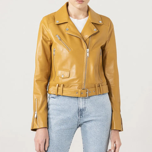 Ropa deportiva de manga larga para mujer Chaquetas de motorista de cuero genuino Cuero genuino de calidad premium para mujer - Product Image 5