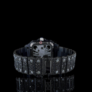 นาฬิกาออโตเมติกประดับเพชรโมอิสสีดำสำหรับผู้ชายหน้าปัดสี่เหลี่ยมงานทำมือปรับแต่งได้นาฬิกาสำหรับใส่ไปงานปาร์ตี้ - Product Image 5