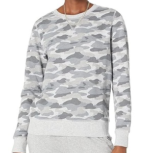 Sudaderas de gran tamaño de peso pesado OEM personalizadas más vendidas, jersey de cuello redondo Vintage de camuflaje para mujer, sudadera transpirable - Product Image 1