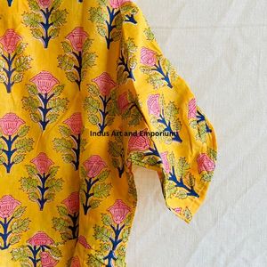 Belle robe en coton à imprimé floral Robe pour un usage décontracté Robe à imprimé à la main - Product Image 5