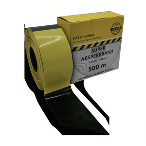 Cinta de Barrera KELMAPLAST de 500m, Amarilla/Negra, con Diseño de Bloques, 80mm de Ancho, 500m/Caja, Pegatinas y Luces Reflectantes Promocionales - Product Image 3