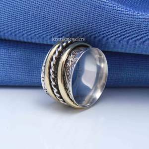 แหวนสปินเนอร์925โทนสีเงินแท้ตั้งฝาเครื่องประดับที่ดีสำหรับการทำสมาธิครบรอบการหมั้นแต่งงานสำหรับงานเลี้ยง - Product Image 5