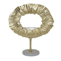 Vente chaude Argent Brillant Métal Poli Antique Designer Élégant Ensemble De 2 Sculpture Décorative À La Maison Avec Support De Base De Couleur Noire