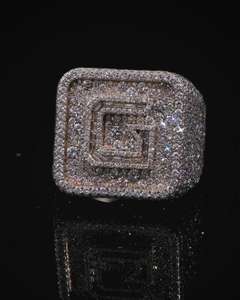 Custom Letter <b>Iced</b> Out Men's Wear VVS Moissanite Diamond 925 Sterling Silver Hip Hop Style Party Wear <b>Ring</b> - Product Image 2