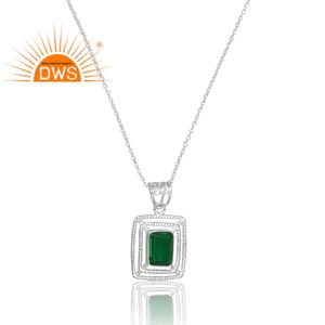 Colgante de piedras preciosas de cuarzo Esmeralda zambiano de doblete Natural de plata de ley de diseño increíble, joyería personalizada para mujer, regalo para ella - Product Image 2