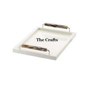 Lot de 2 plateaux de service en bois de couleur blanche au design admirable de tailles différentes pour ustensiles de cuisine - Product Image 5