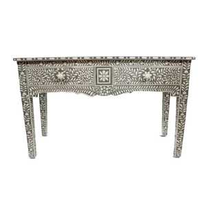 Mesa de consola con incrustaciones de hueso moderna de gama alta, muebles artesanales indios azules y blancos decorativos para habitaciones de hotel e interiores de casas - Product Image 3