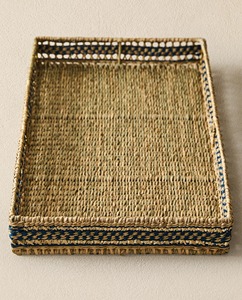 ถาดเสิร์ฟทรงสี่เหลี่ยมผืนผ้าทำจากหญ้าทะเล ตะกร้าหวายธรรมชาติสานด้วยมือ สำหรับจัดเก็บของในครัว ห้องรับประทานอาหาร และตกแต่งบ้าน - Product Image 2